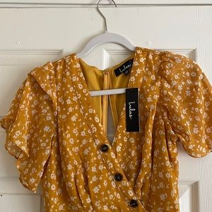 Mustard Yellow and Floral Lulus Dress
